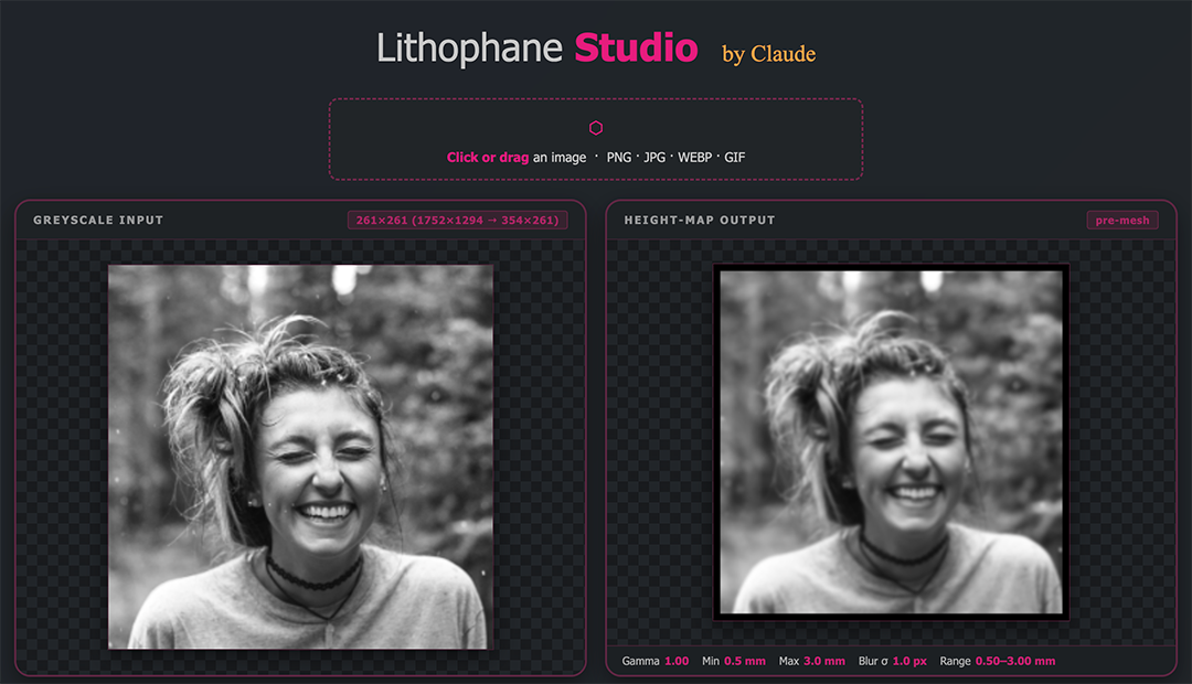 Lithophane studio GUI