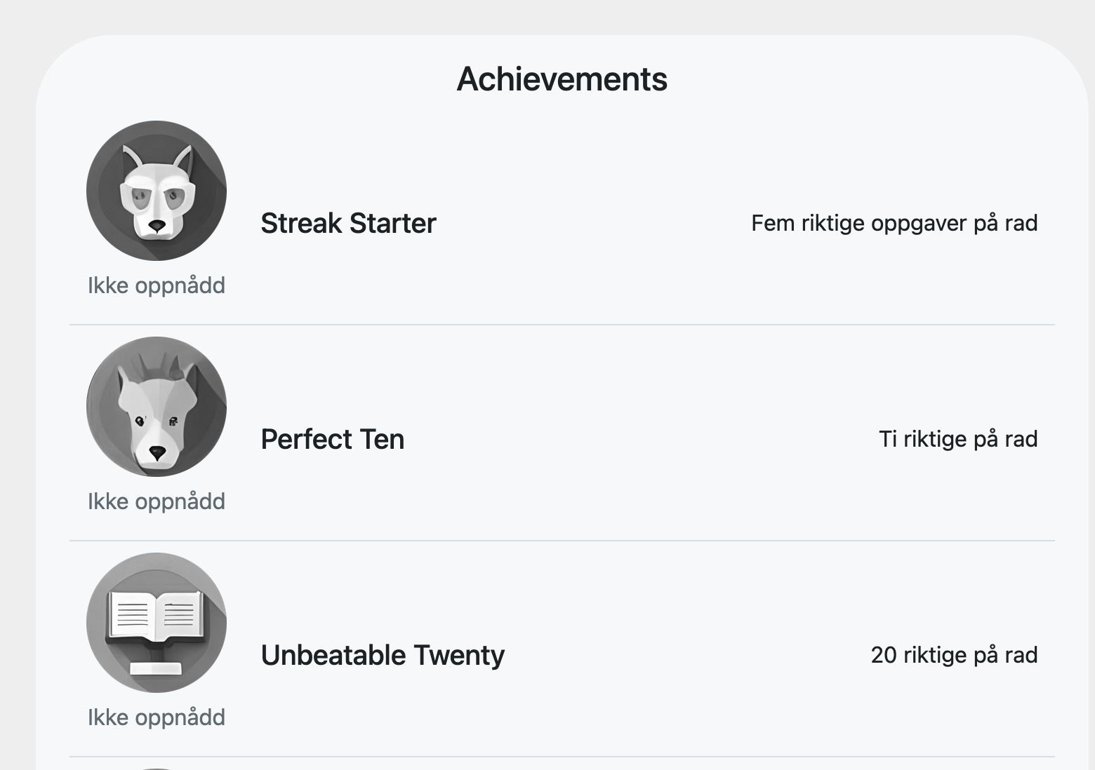 Achievements