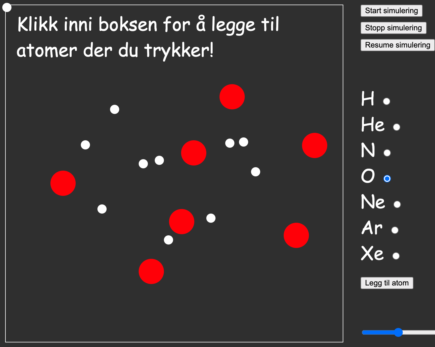 2D-box with hydrogen and oxygen with controls