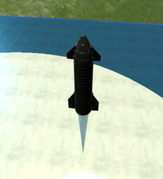 starship model in free flight